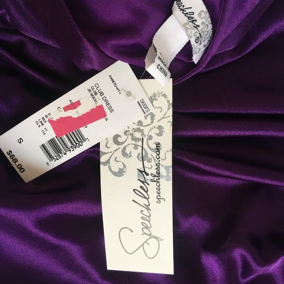 Speechless Club Jr Social Shiny Purple Dress Size S Bodycon Jewel Party Y2K New - Picture 9 of 13